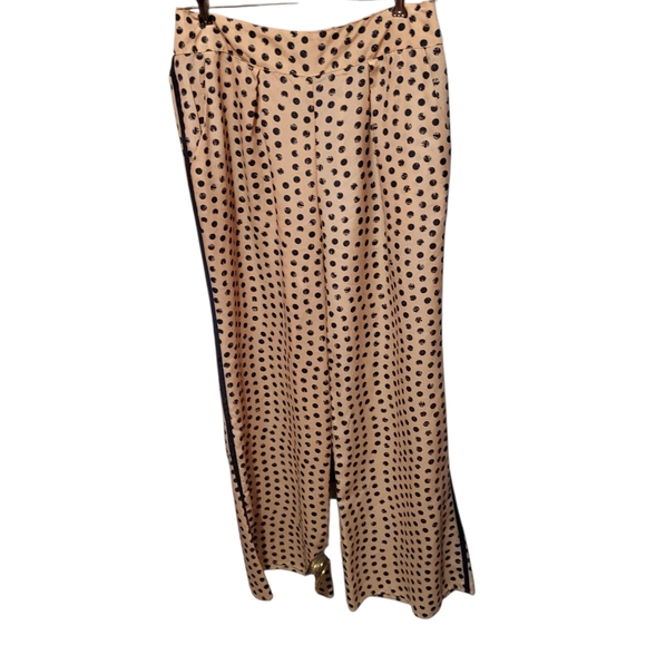 Gianni Bini Peach & Navy Polka Dot Flowy Pants Stretchy Waist Size Large NEW! - Picture 1 of 8